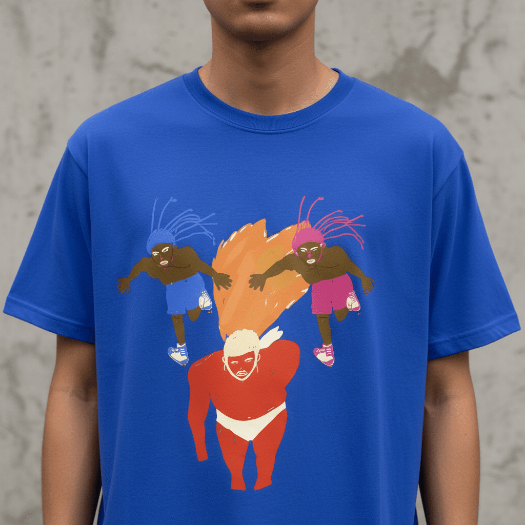 T-shirt streetwear Pop-Art 3 Personnages porté ZeykkaStudio