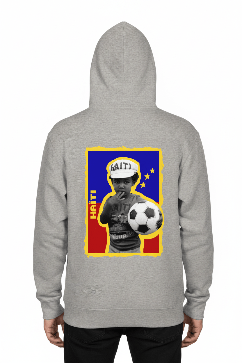 Sweat à capuche streetwear Haïti 26 détail tissu ZeykkaStudio